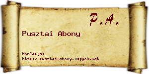 Pusztai Abony névjegykártya